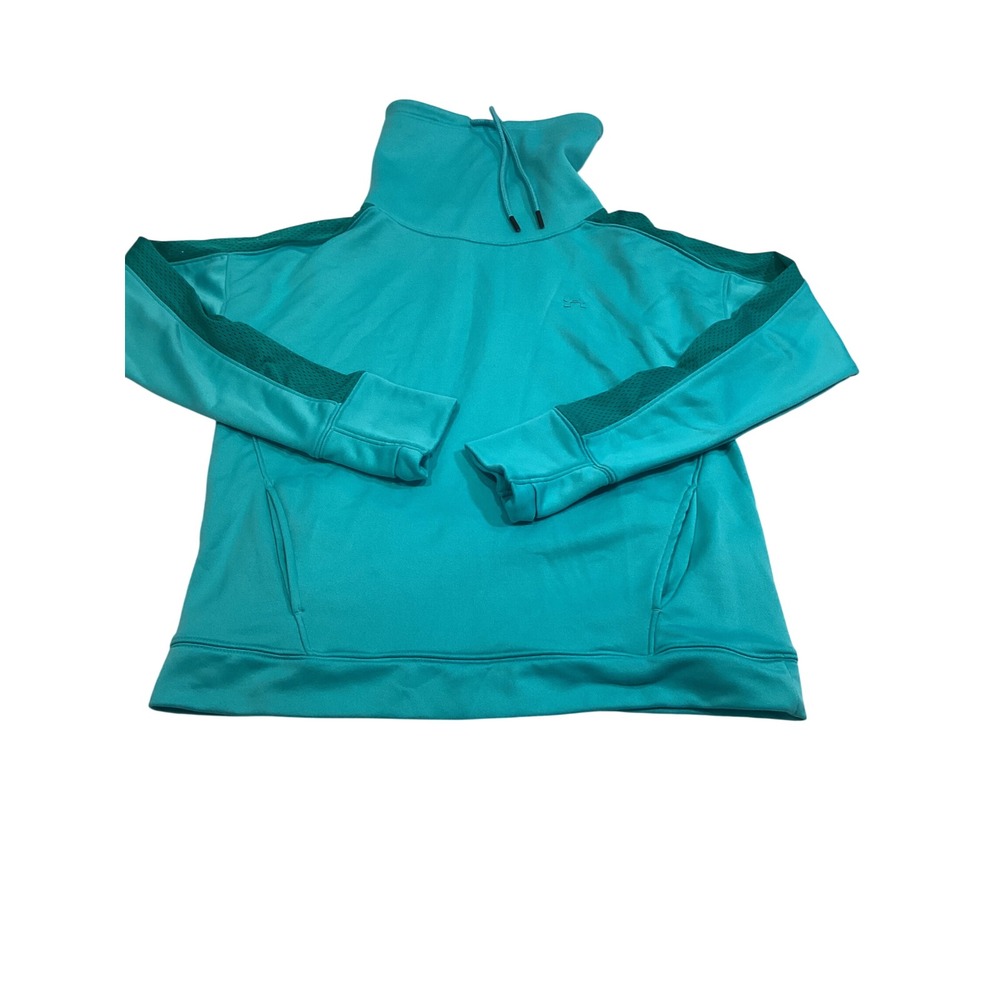 Under Armour Womens Teal Funnel Neck Mesh Sleeve Pullover Sweatshirt Medium 0155